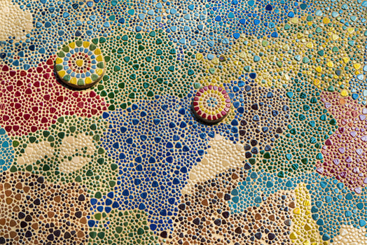 Traditional Islamic ornament. Fragment of a ceramic mosaic. photo