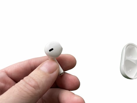 Portable headphones for listening to music on gadgets photo
