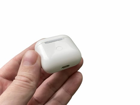 Portable headphones for listening to music on gadgets photo