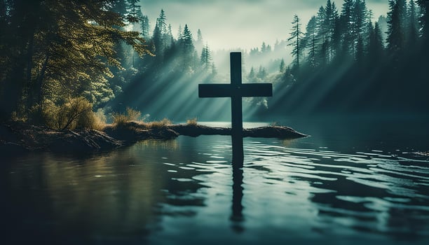 cross above the water surface photo
