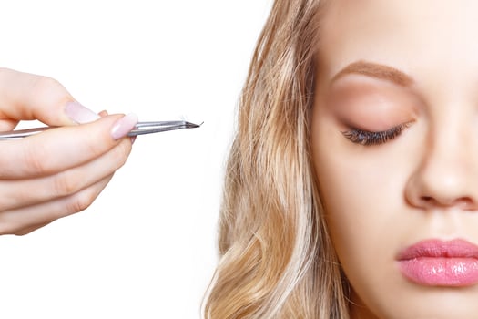 Woman Eye with Long Eyelashes. Eyelash Extension. Lashes, close up, selected focus. photo