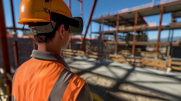Man in Orange Safety Vest and Hard Hat photo