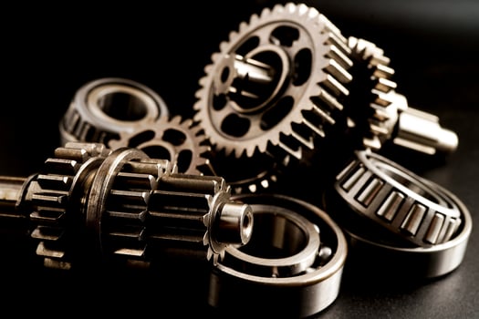Metal gear wheel engine car and bike, mechanic industry concept. photo