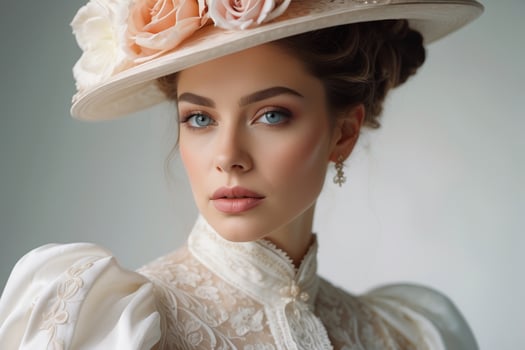 beautiful woman with long hair and makeup photo