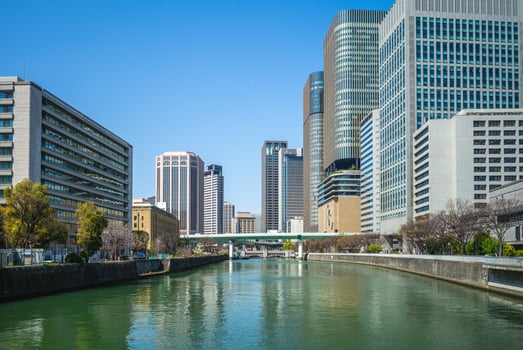 Nakanoshima, a sandbank in Kyu Yodo river in Osaka city, Japan photo