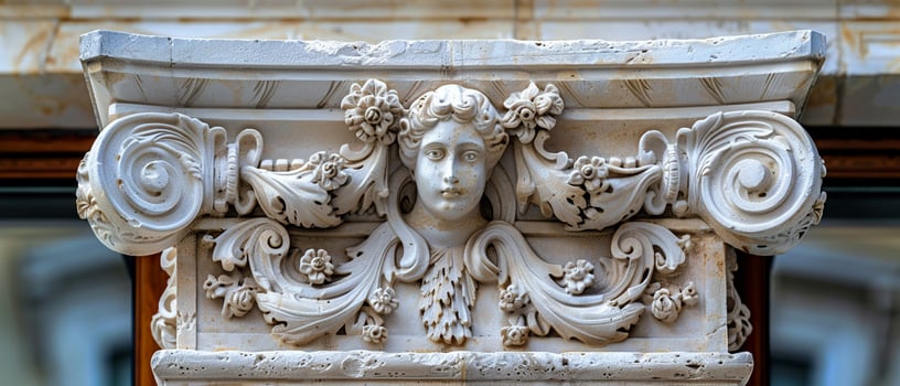Close-up of intricate architectural details on a historic facade photo