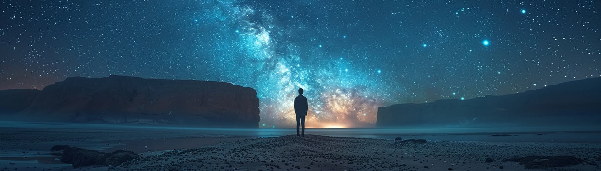 Starry night sky in remote location photo