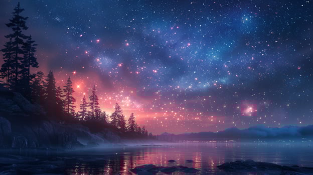 Starry night sky in remote location photo