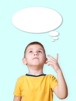 children's emotions portrait of a little boy with the emotion of a problem, thoughts photo