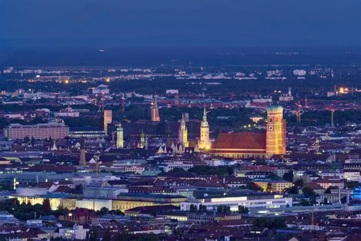 Night aerial view of Munich, Germany photo