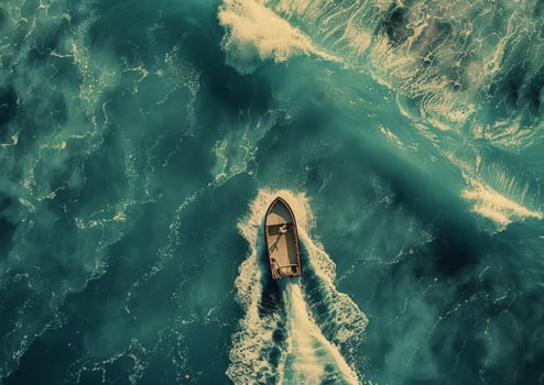Small Boat Sailing in Ocean photo