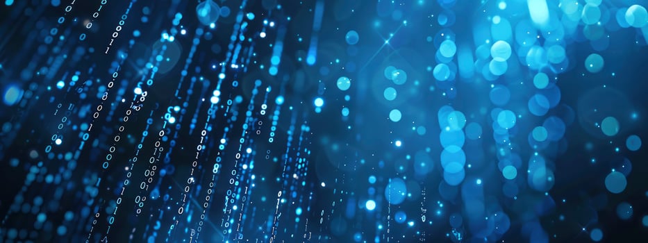 Blue lights and dots on a dark background photo