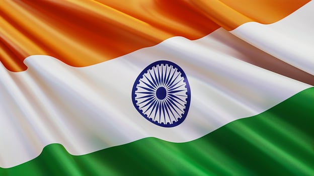 The flag of india is waving in the wind photo