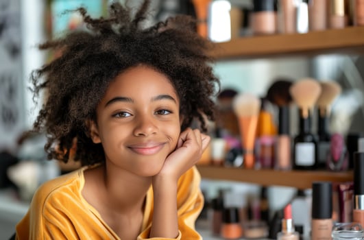 Teen girl cosmetic background photo
