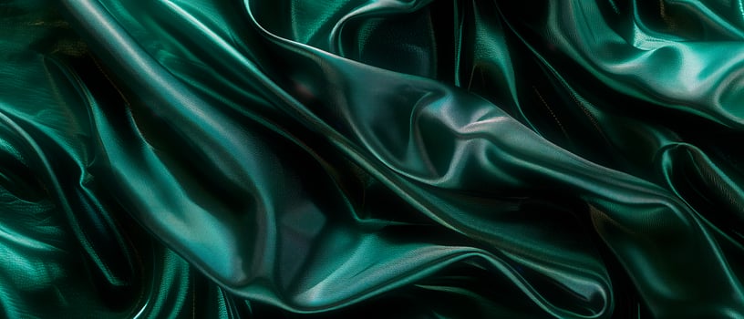 Shiny and silky emerald green fabric cloth for background. photo