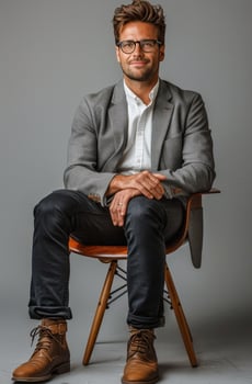 Man in Suit Sitting on Chair photo