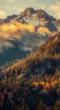 Majestic Mountain Range Silhouetted at Sunset photo