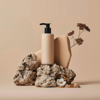 Soap Dispenser on Pile of Rocks photo