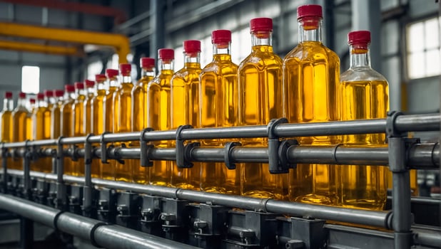 sunflower oil bottles conveyor photo