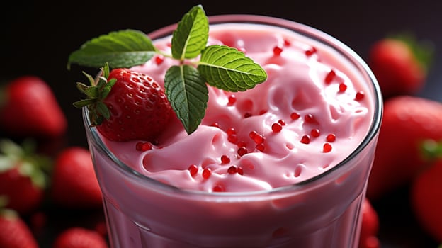 Strawberry smoothie juice fresh fruity dessert shake photo