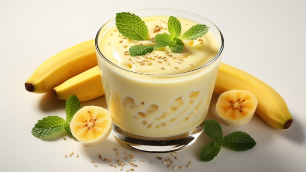 Banana smoothie juice fresh fruity dessert shake photo