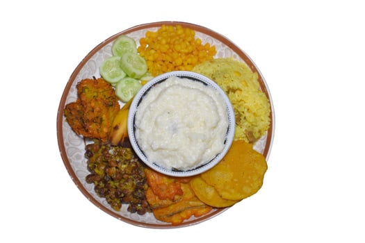 Ramadan meal with delicious food item with white background photo