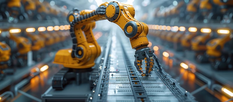 A robot is standing on a conveyor belt photo