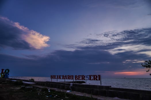 panorama of the sunset sky on the coastline with free space for advertising photocopies. photo