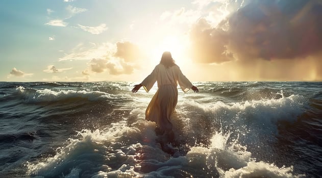 Miracle of Jesus Christ walking on water, Wholly bible stories and legends photo