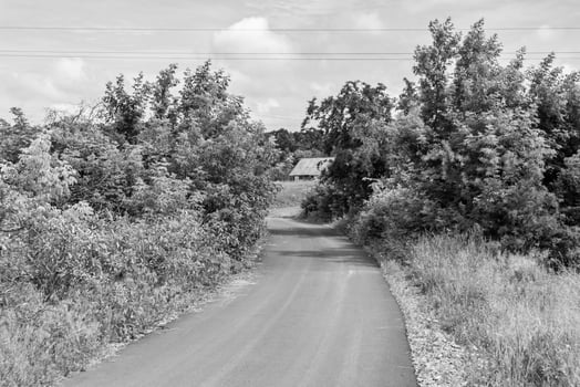 Beautiful empty asphalt road in countryside on light background photo