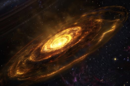 on theme of black hole in deep space, universe filled with bright small stars photo