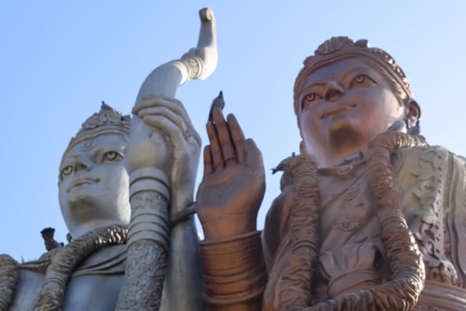 Big statue of Lord Sita Ram near Delhi International airport, Delhi, India, Lord Ram and Sita big statue touching sky at main highway Mahipalpur, Delhi photo