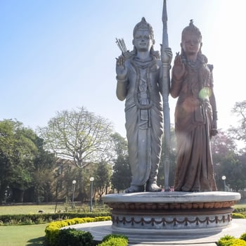 Big statue of Lord Sita Ram near Delhi International airport, Delhi, India, Lord Ram and Sita big statue touching sky at main highway Mahipalpur, Delhi photo