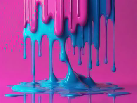 Banner with pink and blue dripping paint. Background with copy space photo
