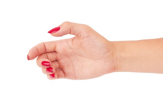 Hand on white photo