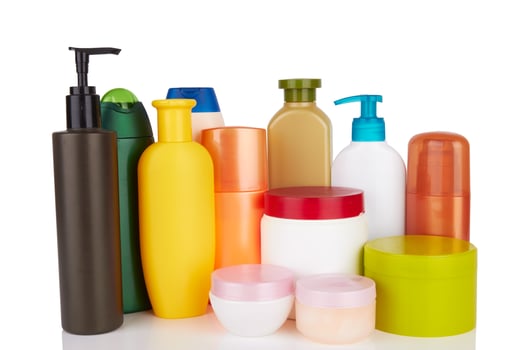 cosmetic products on white photo