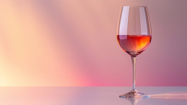 A glass of rose wine on a pink background. photo