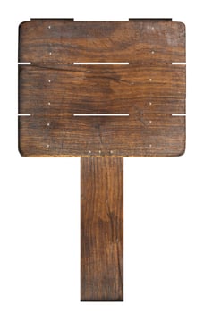 Wooden sign made from brown boards on an isolated background photo
