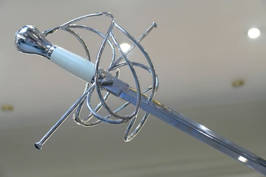 Medieval and other handmade damascene steel swords photo