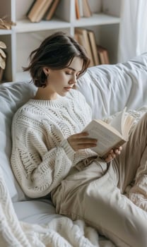 Person Laying on Bed With Book photo
