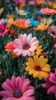 Colorful Flowers Bloom in Grass photo