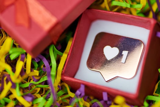 Like symbol in gift box photo