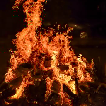 Fire flames on black background, Blaze fire flame texture background, Beautifully, the fire is burning, Fire flames with wood and cow dung bonfire photo