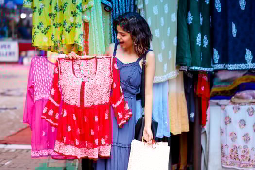 Beautiful Young Lady Shopping For Lakhnawi Top photo