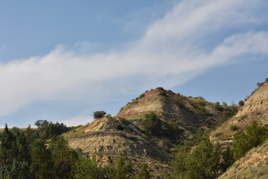 Colorful Geological Markers in the Hills in North Dakota photo