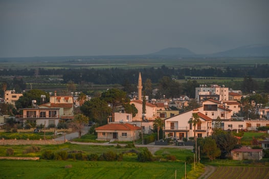 village with mosque at sunset in winter in Cyprus 1 photo