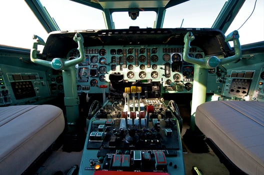 pilot cockpit in an VIP commercial airplane photo