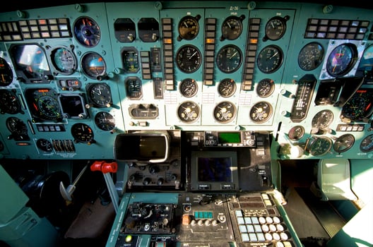 pilot cockpit in an VIP commercial airplane photo
