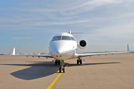 business plane parked at the airport photo