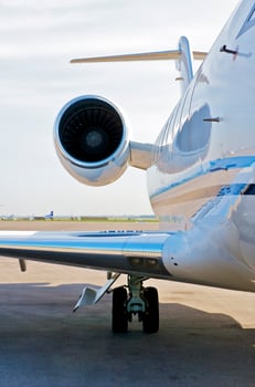 business plane parked at the airport photo